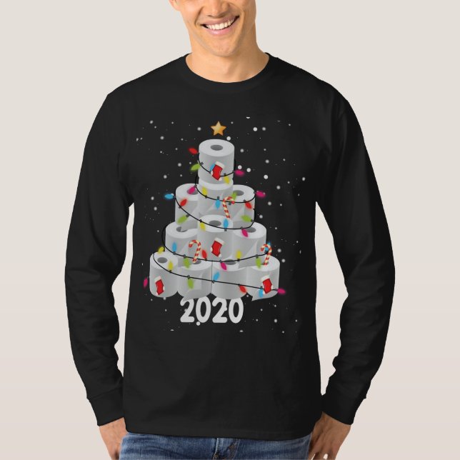 Camiseta Árvore de Natal de Papel de Banheiro Família de Na (Frente)