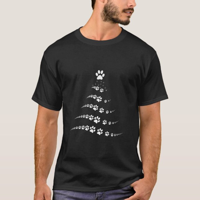 Camiseta Árvore de Natal de Pata de Cães (Frente)