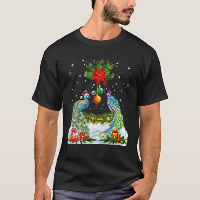 Camiseta Árvore de Natal de Peacock Engraçado (Frente)