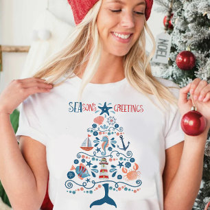 Camiseta Árvore de Natal de Praia do Mar Náutico e Sauda