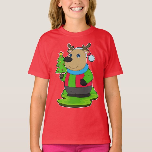 Camiseta Árvore de Natal de Reindeer (Frente)
