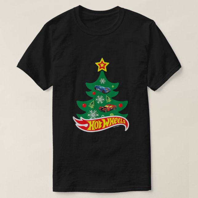 Camiseta Árvore de Natal de Rodas Quentes (Frente do Design)