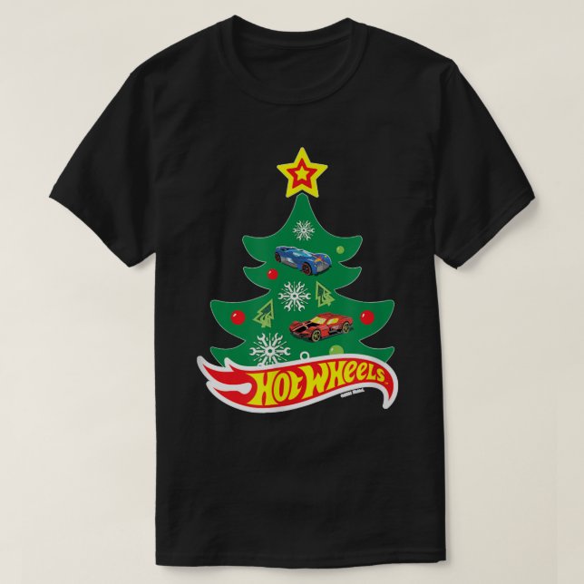Camiseta Árvore de Natal de Rodas Quentes (Frente do Design)
