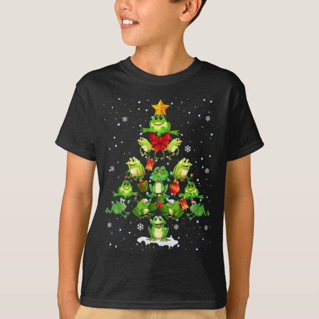 Camiseta Árvore de Natal de Sapo Bonita com Árvore de Prese (Frente)