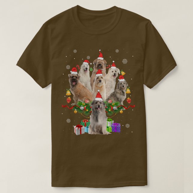 Camiseta Árvore de Natal de Sheepdog Pirenéus Luz Engraçada (Frente do Design)