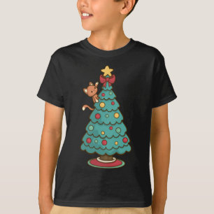 Camiseta Árvore de Natal de Sopro de Gato - Papais noeis de