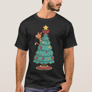 Camiseta Árvore de Natal de Sopro de Gato - Papais noeis de