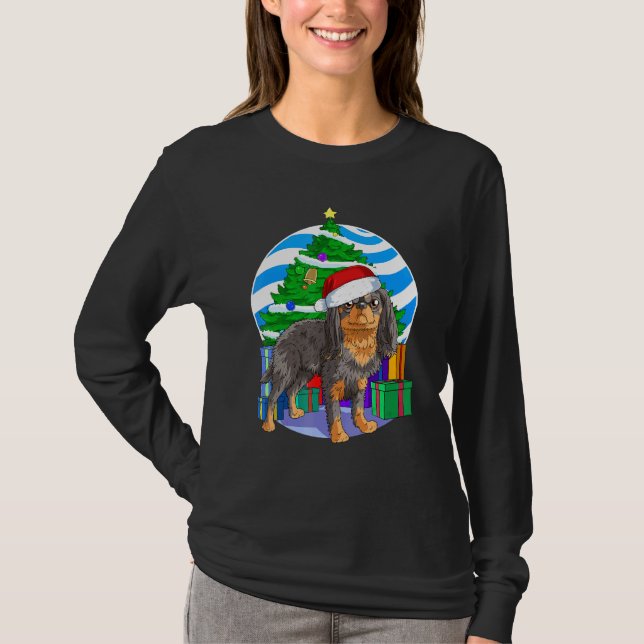 Camiseta Árvore de Natal de Toy Spaniel Cute Papais noeis (Frente)