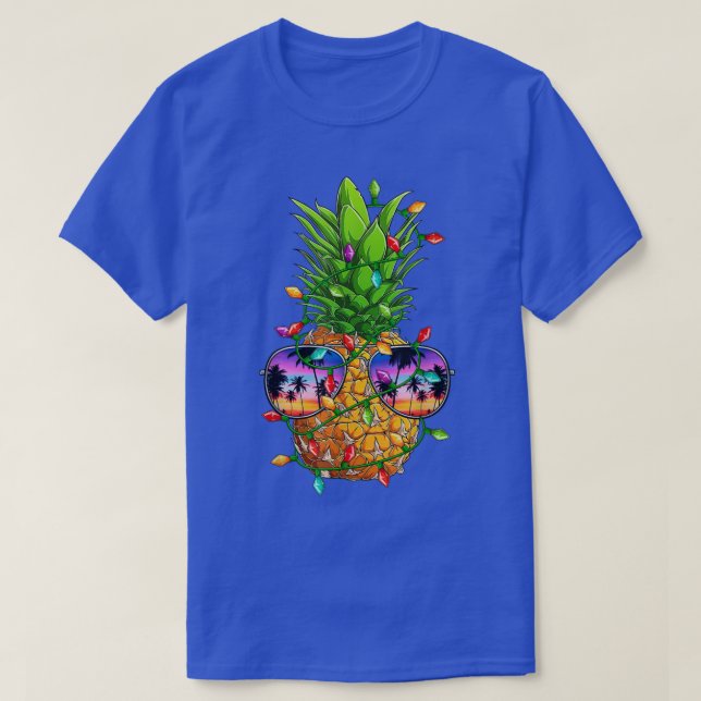Camiseta Árvore de Natal do Abacaxi Aloha Hawaii Praias Xma (Frente do Design)