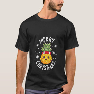 Camiseta Árvore de Natal do Abacaxi Kawaii Luzes Xmas Cubo