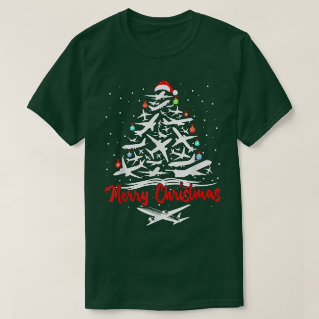 Camiseta Árvore de Natal do avião (Frente do Design)