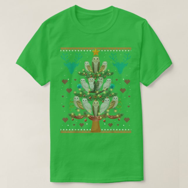 Camiseta Árvore de Natal do Barn Owl Gift Engraçado (Frente do Design)