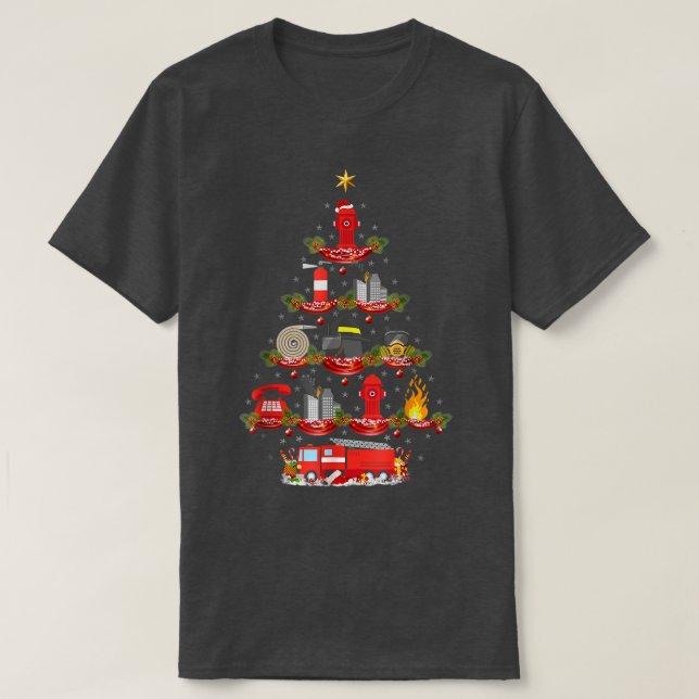 Camiseta Árvore de Natal do Bombeiro Lighting (Frente do Design)
