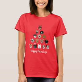 Camiseta Árvore de Natal do Cachorro Feliz