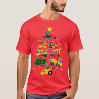 Camiseta Árvore de Natal do Escavador de Construção para Bo