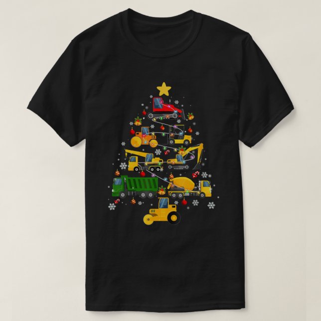 Camiseta Árvore de Natal do Escavador de Construção para Bo (Frente do Design)