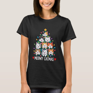 Camiseta Árvore de Natal do Gatinho Meow Engraçado Gatos de