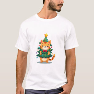 Camiseta Árvore de Natal do Gato Gengibre Natal Fofo 2