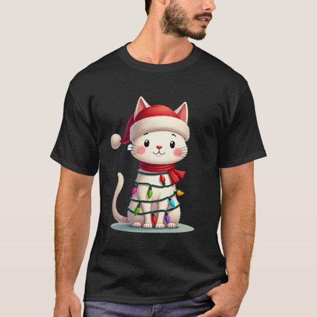 Camiseta Árvore de Natal do Gato Natal (3) (Frente)