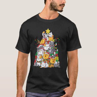 Camiseta Árvore de Natal do Gato Natal Meninas Meninos Meow