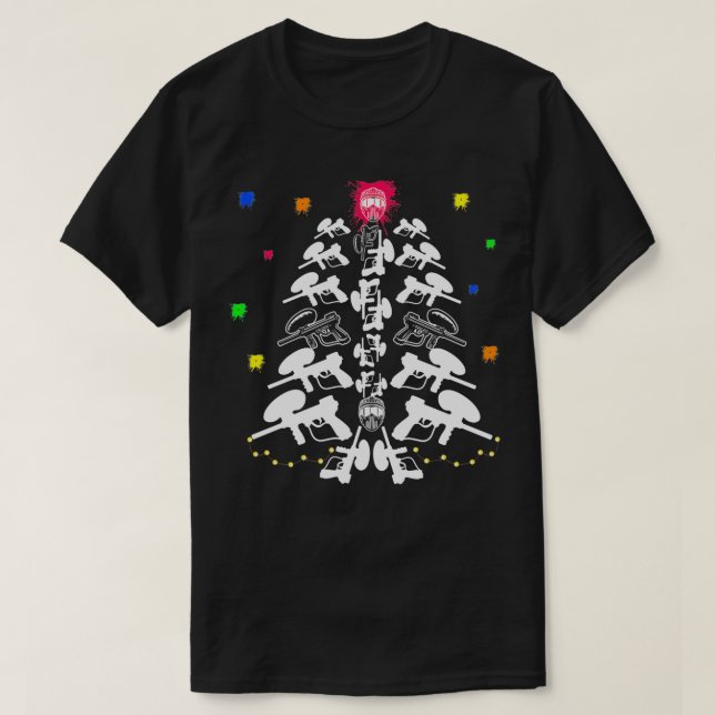 Camiseta Árvore de Natal do Jogador de Paintball (Frente do Design)