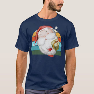 Camiseta Árvore de Natal do Papai Noel em Aquarela Luzes de