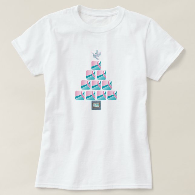 Camiseta Árvore de Natal do ROSA & da CERCETA! (Frente do Design)
