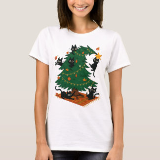 Camiseta Árvore de Natal e Gato