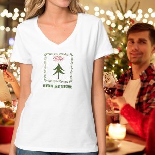 Camiseta Árvore de Natal e Grinalda Minimalista Vintage Ret