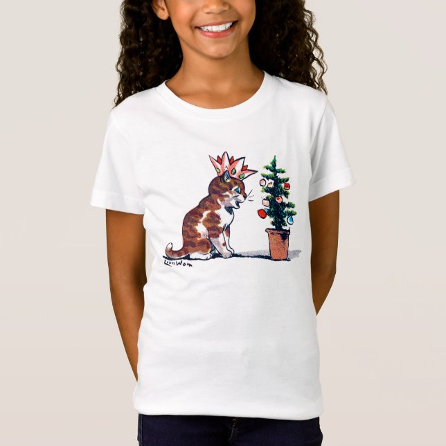 Camiseta Árvore de Natal e Kitten, Louis Wain (Frente)
