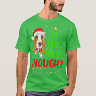 Camiseta Árvore de Natal É Suficientemente Alegre Basset Ho