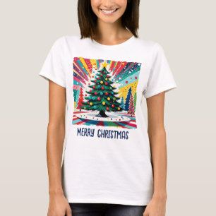 Camiseta Árvore de Natal em abstrato art 39 - Diversão do v