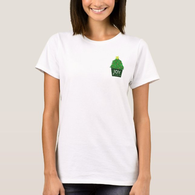 Camiseta Árvore de Natal em uma Plantadora Verde (Frente)