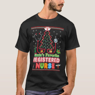 Camiseta Árvore de Natal Enfermeira Registrada Favorita do 