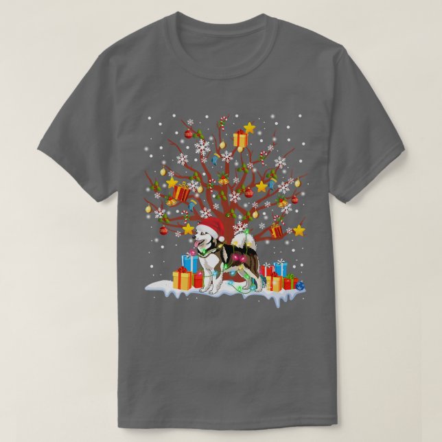 Camiseta Árvore de Natal Engraçada Papai Noel Alasca Amante (Frente do Design)