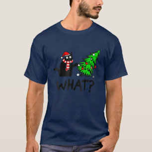Camiseta Árvore de Natal Engraçada Por Gato Que Presente