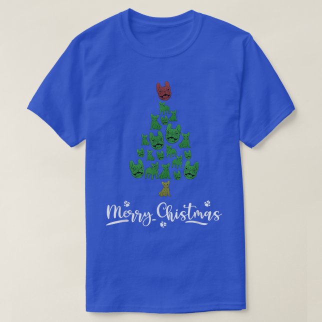 Camiseta Árvore De Natal Engraçado Com Cachorro Francês Bon (Frente do Design)