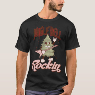 Camiseta Árvore de Natal Engraçado Retro Jingle Bell Rockin