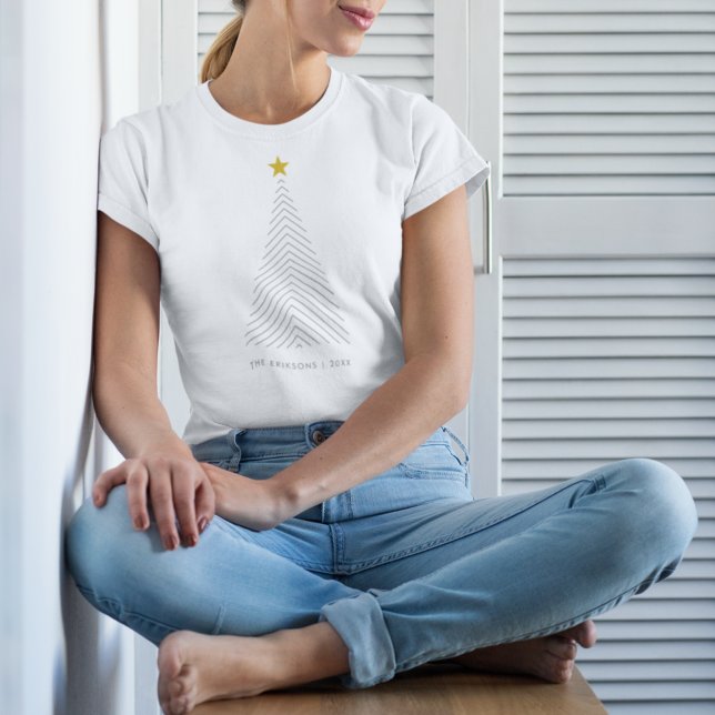 Camiseta Árvore de Natal escandinava | Estrela Dourada míni (Criador carregado)