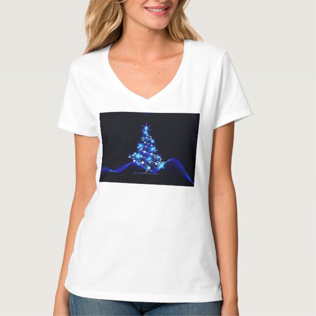 Camiseta Árvore de Natal estilizada e brilhante da Slippery (Frente)