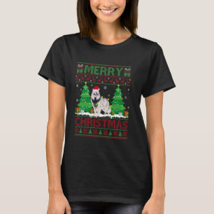 Camiseta Árvore de Natal Feia Iluminando o Cachorro Collie
