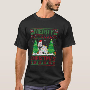 Camiseta Árvore de Natal Feia Iluminando o Cachorro Collie