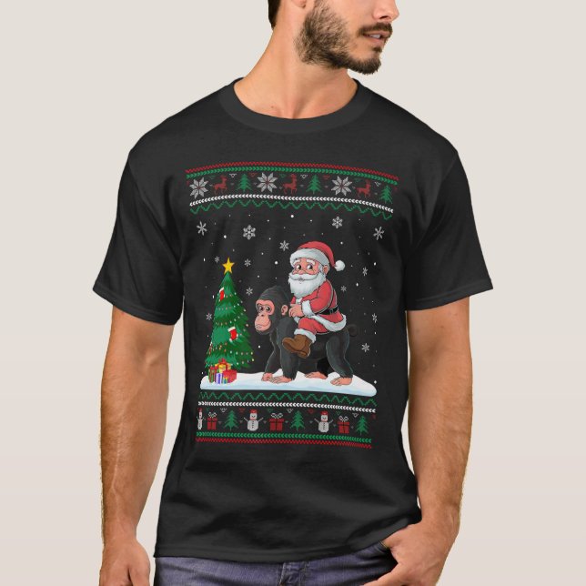 Camiseta Árvore de Natal Feia Luzes de Natal Papais noeis d (Frente)