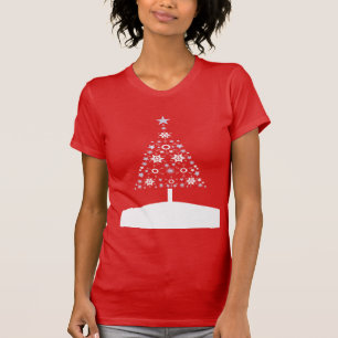 Camiseta Árvore de Natal feita de Flocos de Neve e Estrelas
