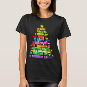Camiseta Árvore de Natal Feita de Lápis de Cor Vida de Prof