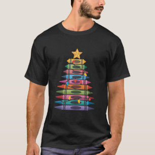 Camiseta Árvore de Natal Feita de Lápis de Cor Vida de Prof