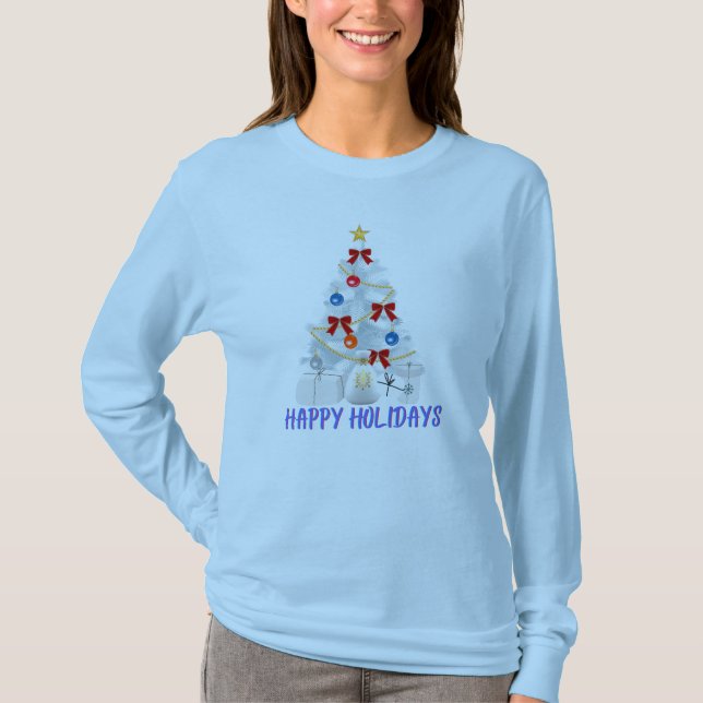 Camiseta Árvore de Natal Feliz de Férias (Frente)