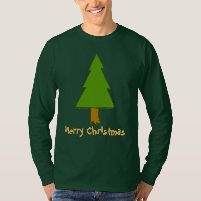 Camiseta Árvore de Natal feliz, editar texto (Frente)