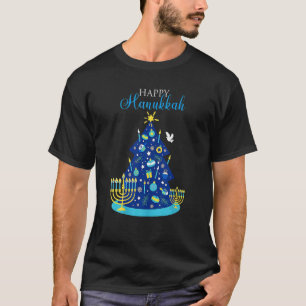 Camiseta Árvore de Natal Feliz Hanukkah Judaica Chanukah
