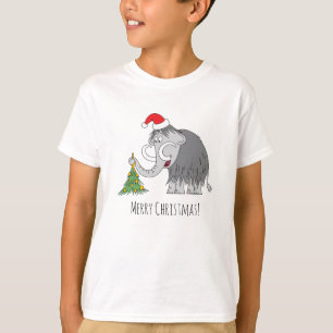 Camiseta Árvore de Natal Feliz Mammoth Santa Hat